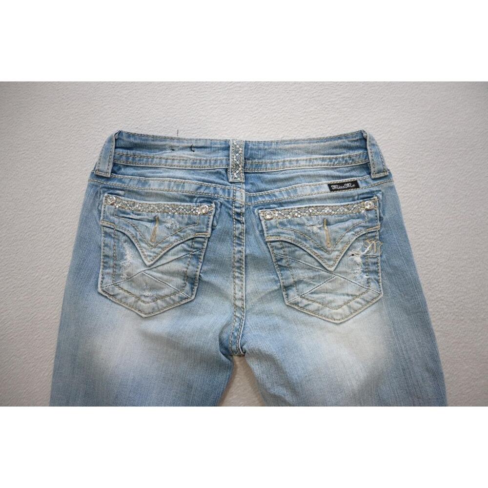 Miss Me Signature Crop Embroidered Stretch Blue Jeans Womens Size 26